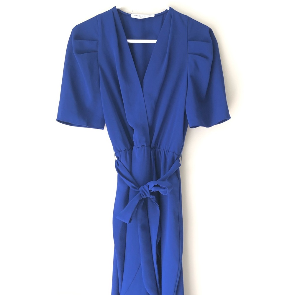 Amanda Uprichard Blue Maxi Wrap Dress